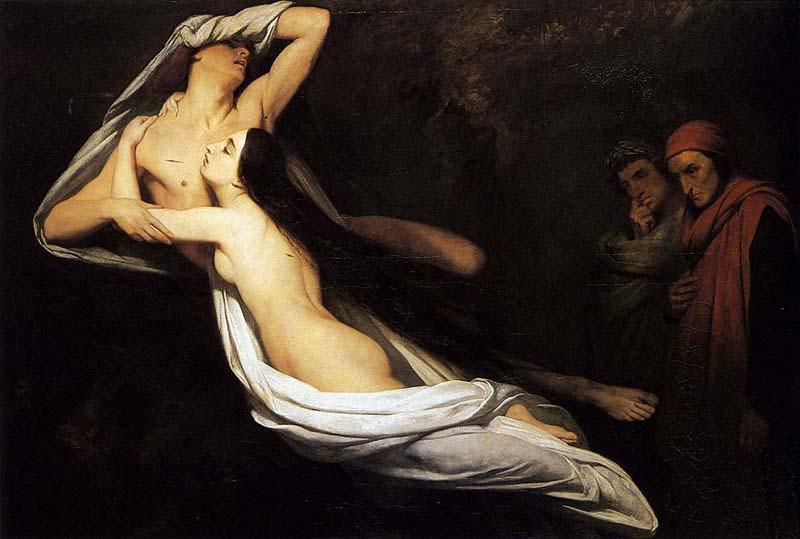 Ary Scheffer Dante and Virgil Encountering the Shades of Francesca de Rimini and Paolo in the Underworld France oil painting art